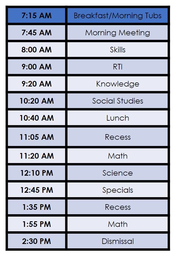 Our Schedule